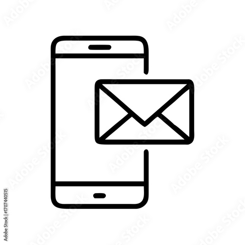 Smartphone With Mail Envelope Open Icon For Web And Graphic Design