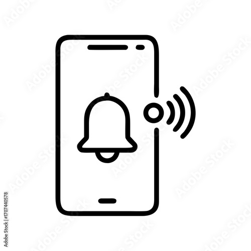 Smartphone With Notification Bell Alert Icon For Web And Graphic Design