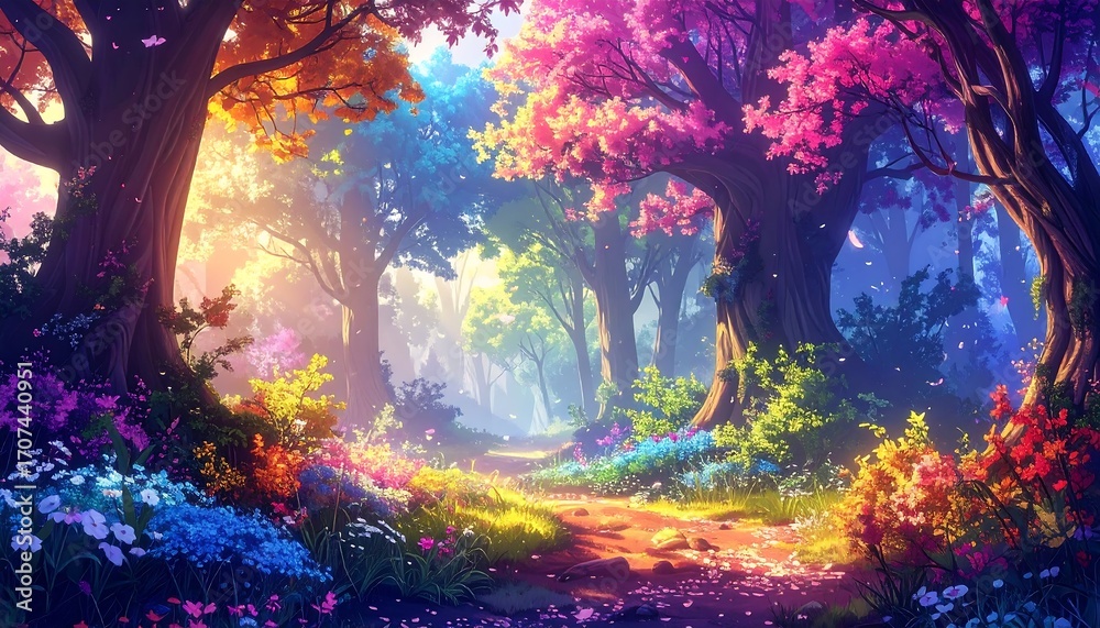 custom made wallpaper toronto digitalVibrant colorful forest path
