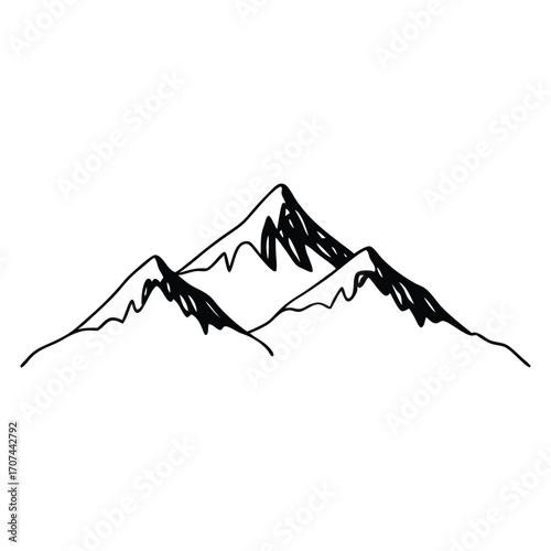 Mountain range peaks sketch drawing landscape nature wilderness outdoor adventure travel tourism mountain view | editable eps