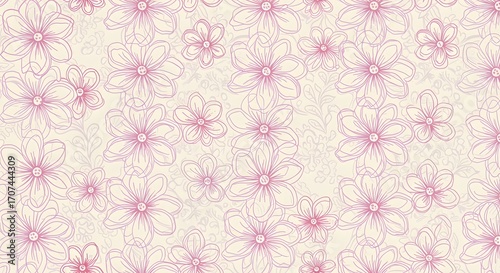 Modern seamless flower outline design, suitable for textiles, wallpapers, and creative digital templates.