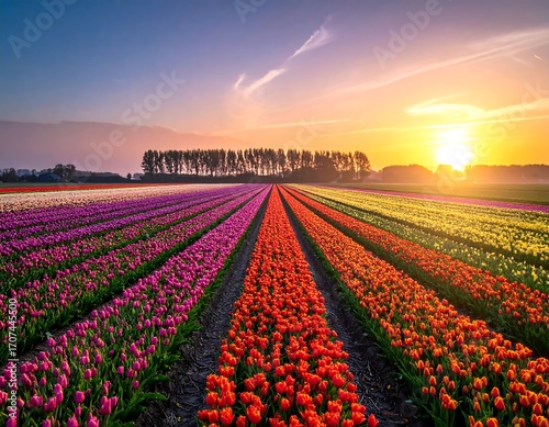 Wallpaper Mural Vibrant tulip fields at sunrise Torontodigital.ca