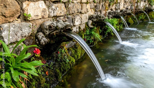 Wallpaper Mural Water flowing from stone carvings Torontodigital.ca