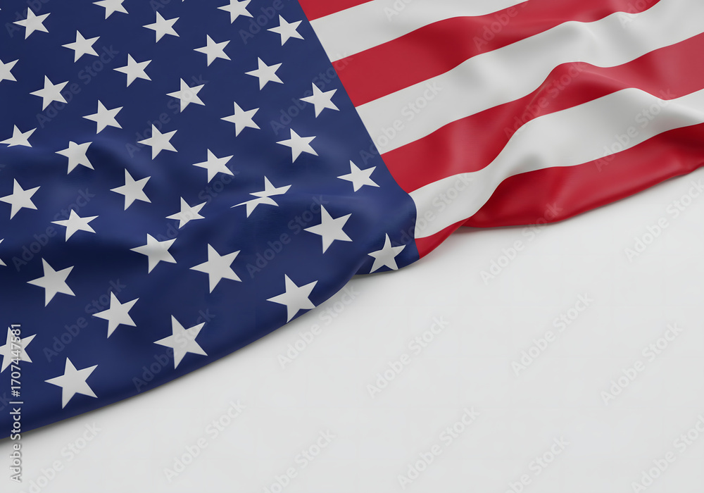 Obraz premium Waving American Flag Corner, Stars and Stripes Banner, Space for Text