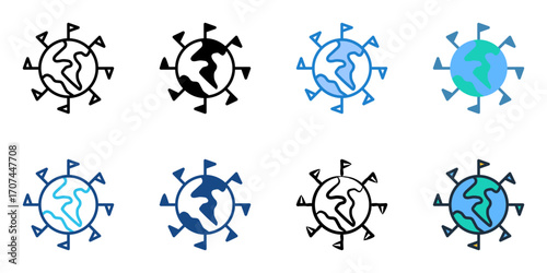 Culture day icon set multiple style collection 
