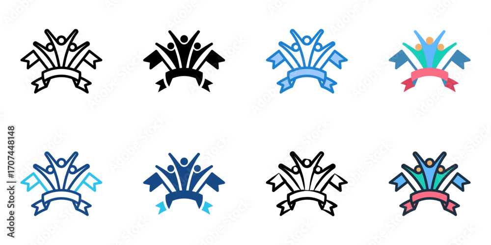 Fototapeta premium Cultural parade icon set multiple style collection 