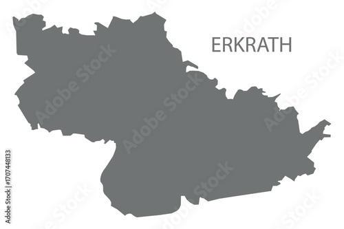 Erkrath city map with boroughs grey illustration silhouette shape