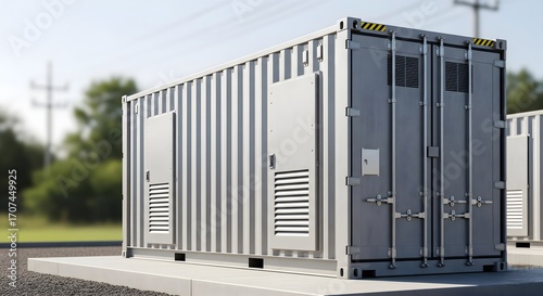 A single, industrial battery storage container, a key module of a BESS (Battery Energy Storage System) for renewable energy and grid stabilization.