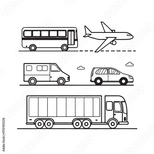 Black and White Transport Pictograms.