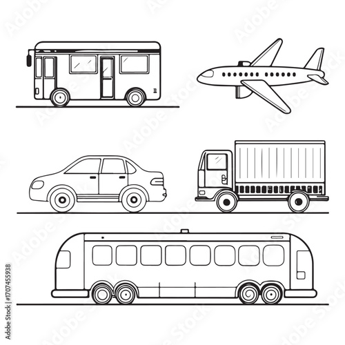 Black and White Transport Pictograms.