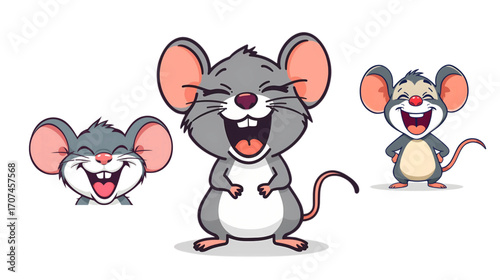 Funny and cute 3D cartoon animal character of a small mouse with a long tail