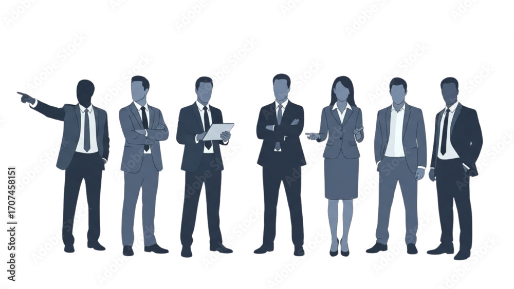 Vector Illustration of Business People Silhouettes Group of Standing Working Team AI EPS PNG