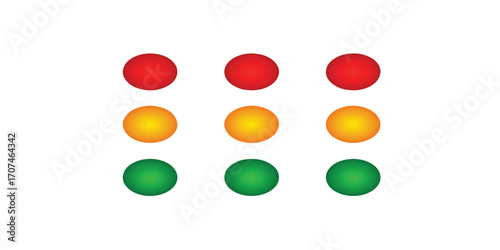 Print  Set of Traffic Signal Lights - Red Yellow Green Vector Icons 
