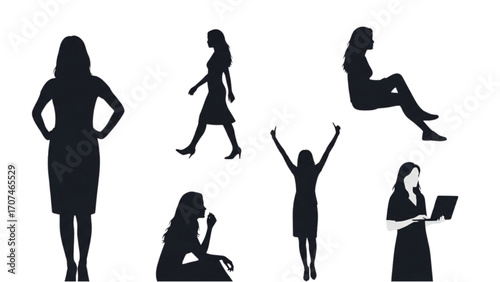 Vector Illustration of Woman Silhouette Design Set Isolated AI EPS PNG