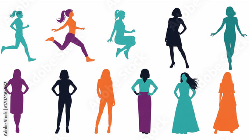 Vector Illustration of Woman Silhouette Design Set Isolated AI EPS PNG