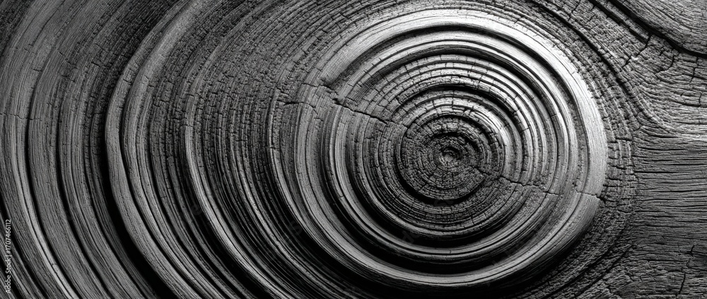 Fototapeta premium A black and white photo of a tree stump with tree rings