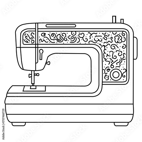 Electric Sewing Machine Illustration for Sewing Projects and Quilting Needs