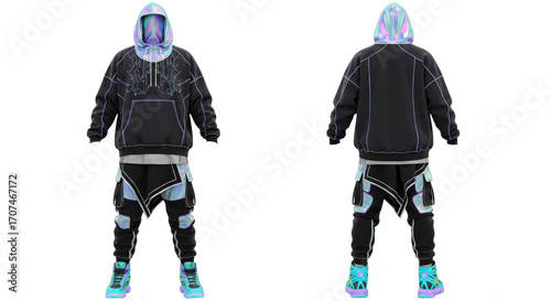 Stylish Black Hoodie and Pants Outfit.