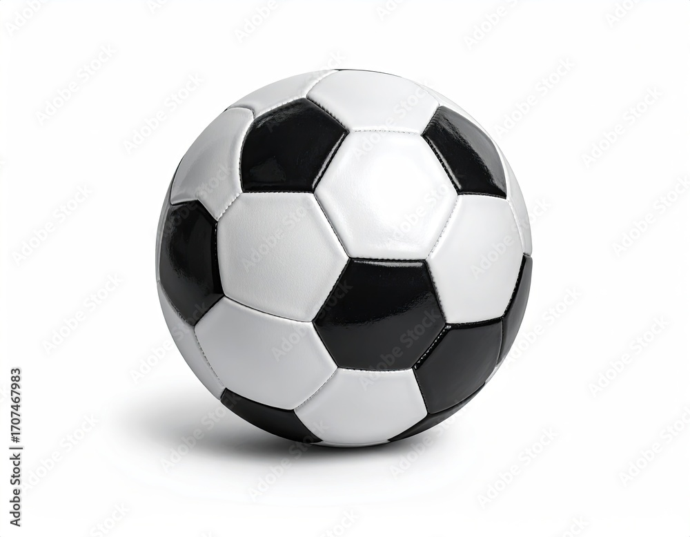 Obraz premium Soccer ball, black and white, hexagonal panels, isolated on white background