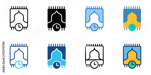 Prayer time icon set multiple style collection 
