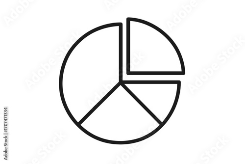 Pie chart icon for infographics. Circle diagram for data visualization. Graph for business report and statistics. Market share analysis symbol. Percentage element vector.