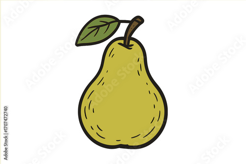 Hand drawn pear icon vector illustration. Cute cartoon doodle style fruit sketch. Fresh healthy organic food concept for sticker, logo or clipart. Green natural vegetarian diet.