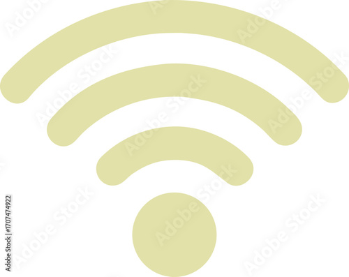Simple pale yellow wi fi signal icon representing wireless internet connectivity
