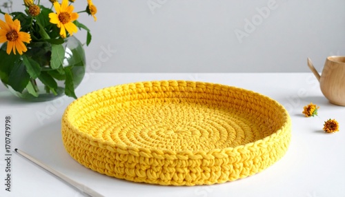 yellow basket  on white 
