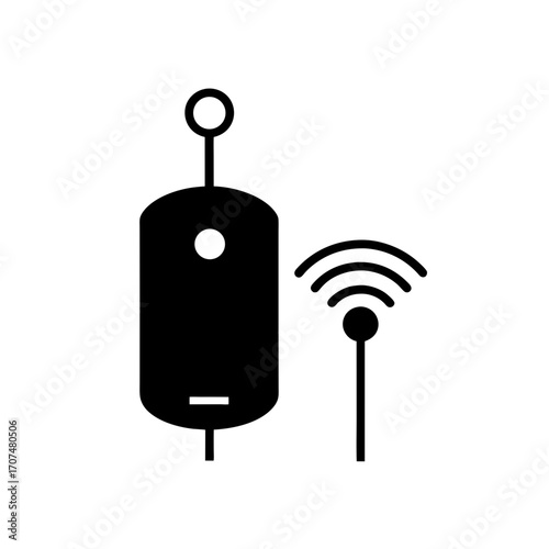Remote control with antenna signal graphic on transparent background silhouette