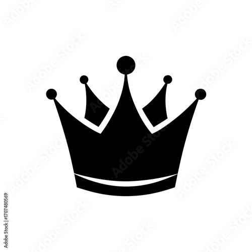 Simple black crown with pointed elements on transparent background silhouette