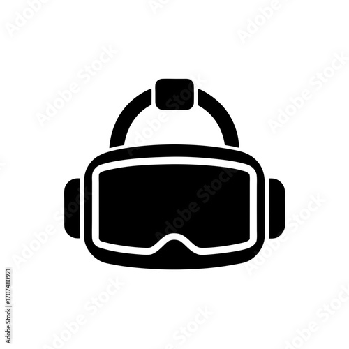 Black virtual reality headset illustration on transparent background silhouette
