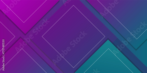 Abstract tech background with purple-teal gradient, geometric square lines, modern digital network style, AI and futuristic data visualization concept