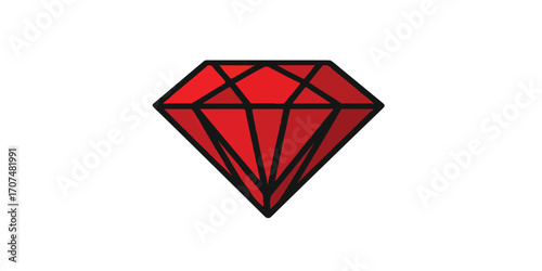 Print  Single Diamond Vector - Isolated on white Background 