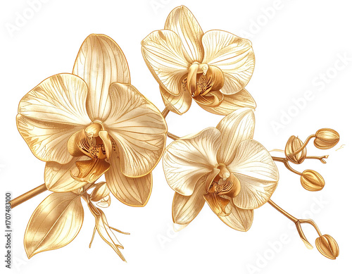  Elegant Golden Floral Line Art for Wedding Invitations and Greeting Cards