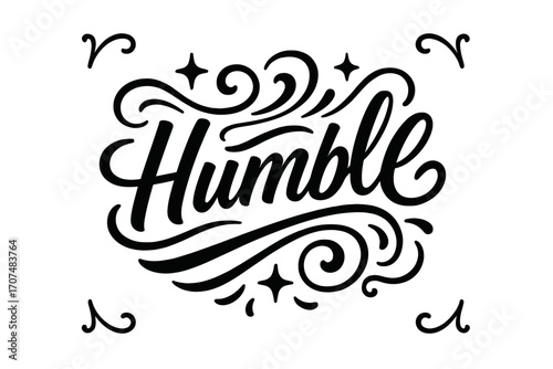 Humble Hand Lettering. “Humble”. modern hand lettering, smooth curves, balanced composition, clear readable