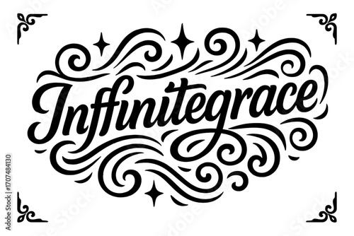 Infinitegrace Hand Lettering. “Infinitegrace”. modern hand lettering, smooth curves, balanced composition,