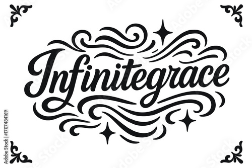 Infinite Grace Calligraphy. “Infinitegrace”. modern hand lettering, smooth curves, balanced composition, clear