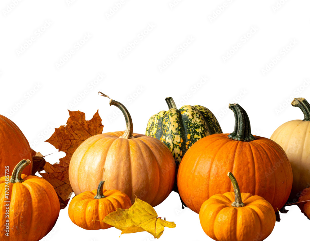  Variety of Pumpkins in Different Shapes and Hues for Seasonal Banner 