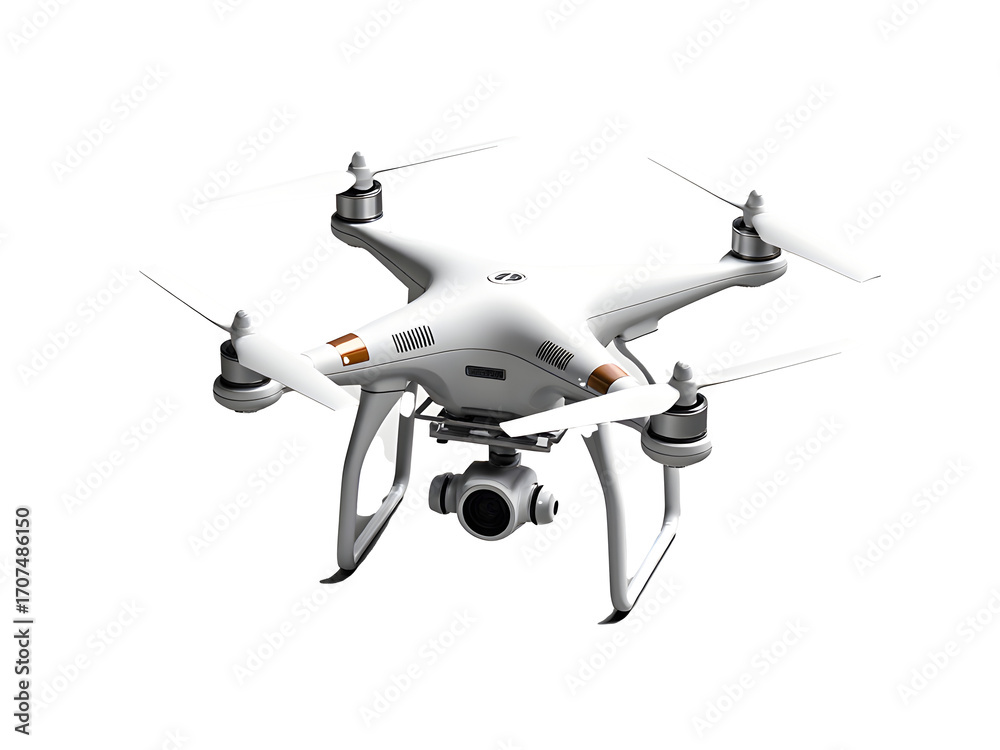 Fototapeta premium White Camera Drone with Propellers 