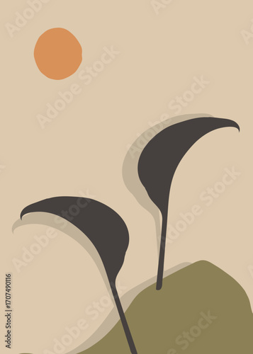 Peace lily floral background with soft pastel colors and minimal botanical style. Perfect for calm posters, peaceful wallpaper, printable artwork, decor, and elegant vector prints.