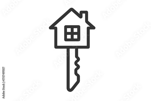 House key line icon. Real estate logo concept. Vector symbol for home ownership, property, mortgage, investment, rental, and security. Agent and broker graphic illustration.