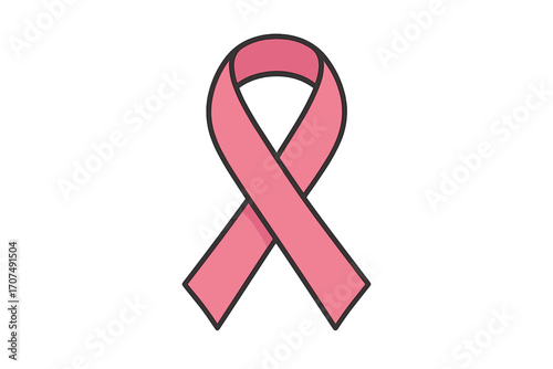 Pink ribbon vector for breast cancer awareness month. Symbol of hope, support, and charity for women's health campaign. Medical solidarity icon for October. Flat design.