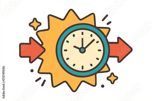 Limited time offer. Promotion banner concept. Clock icon with arrows. Fast time, speed, and efficiency metaphor. Deadline and countdown symbol. Time management vector design.