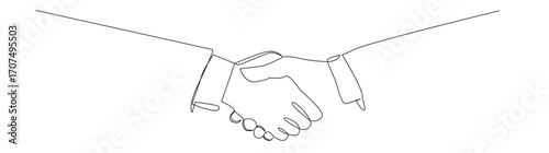 One line drawing of a handshake agreement