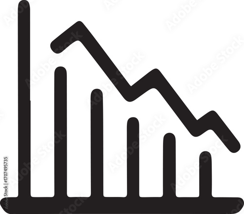 Downward Bar Graph Icon – Minimal Decline Chart Vector