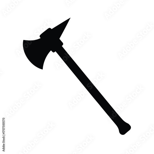 Minimalist black axe silhouette on a clean white background