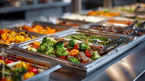 Variety of delicious dishes showcased on a buffet line offering diverse food selections