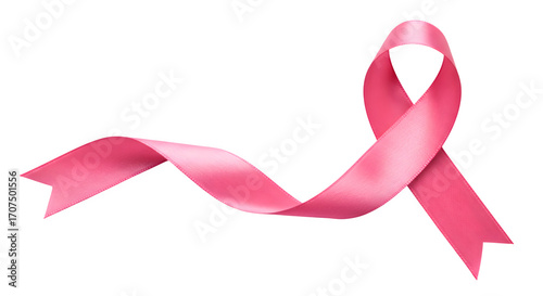 Pink satin ribbon shines, on black. Uses include awareness campaigns, event posters, and graphic designs.