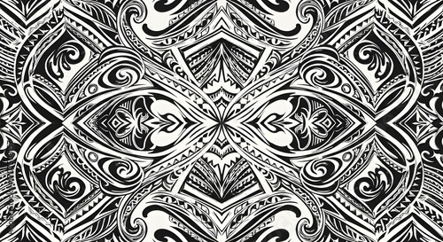 Wallpaper Mural Decorative Samoan seamless tribal design, ideal for wallpapers, fashion textiles, and traditional-inspired projects. Torontodigital.ca