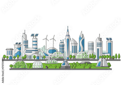 Futuristic Cityscape Eco Friendly Design.